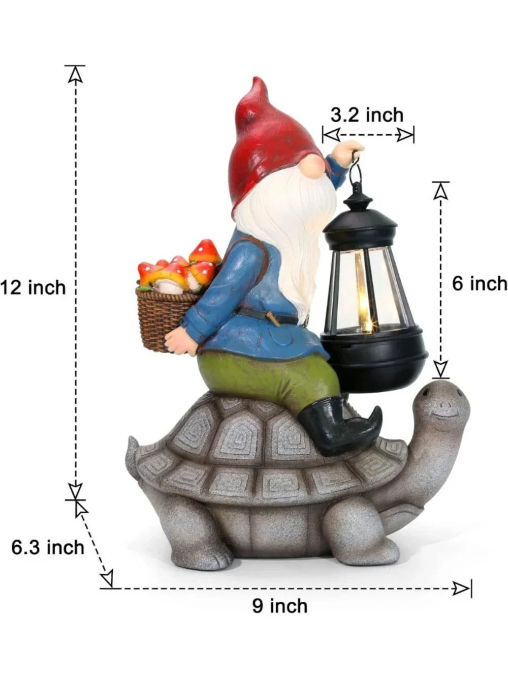 Charming Gnome & Turtle Garden Decor - Large Outdoor Sculptures with Solar